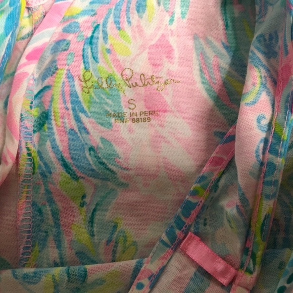 LILLY  PULITZER KRISTEN FLOUNCE RUFFLE BOTTOM SOFT DRESS, SIZE SMALL PINK/BLUE - Picture 2 of 5